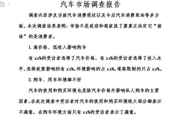 汽车市场调查报告截图