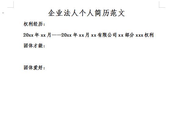 企业法人个人简历范文截图