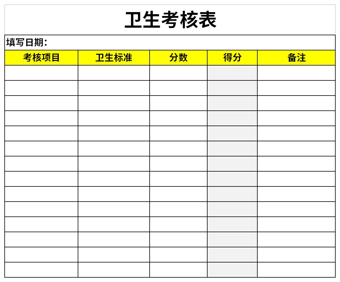卫生考核表截图