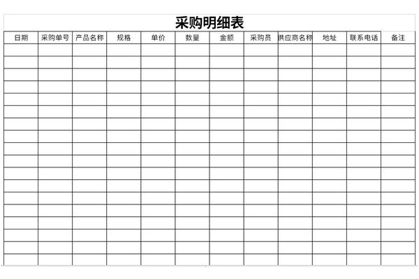 采购明细表截图