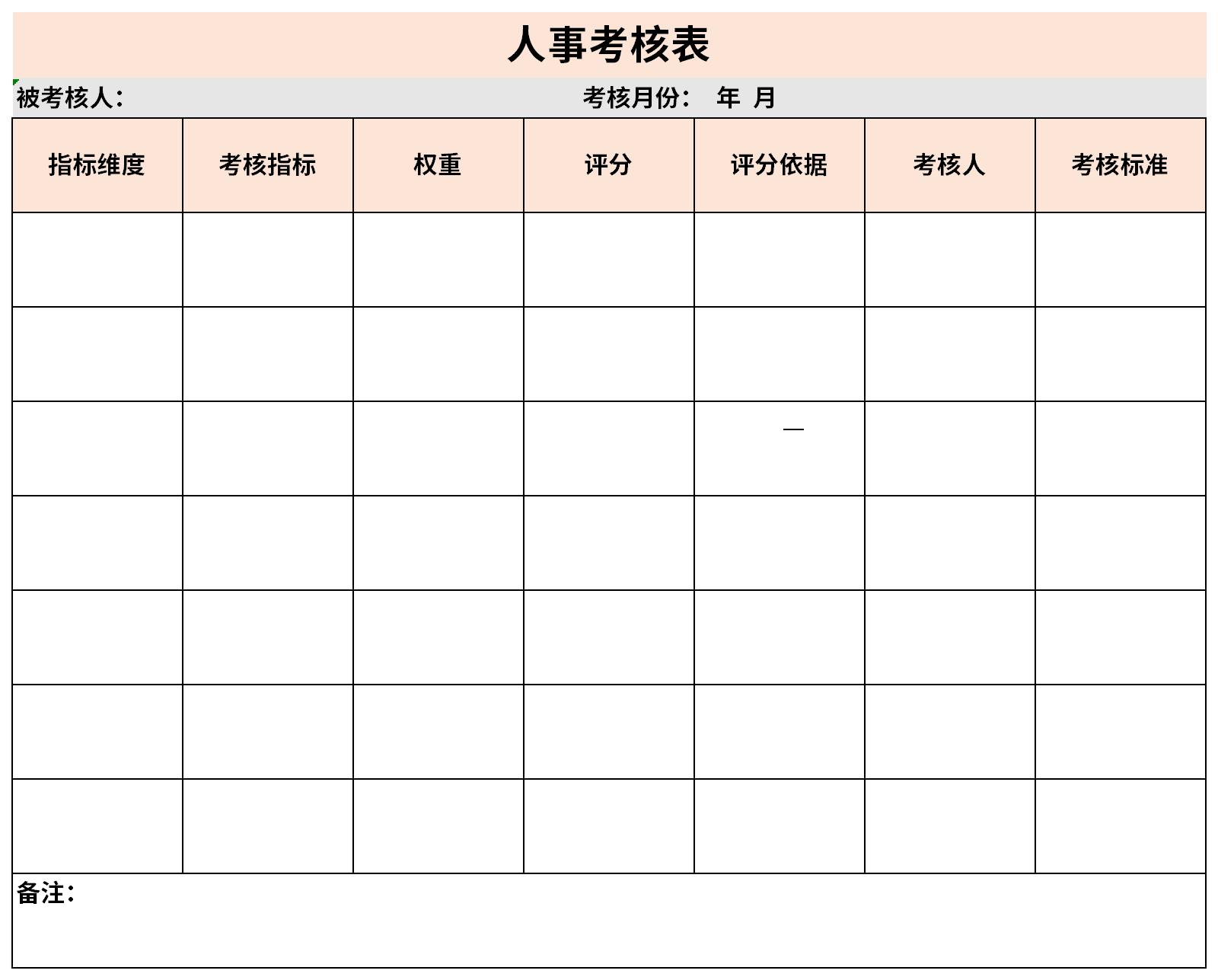 人事考核表截图