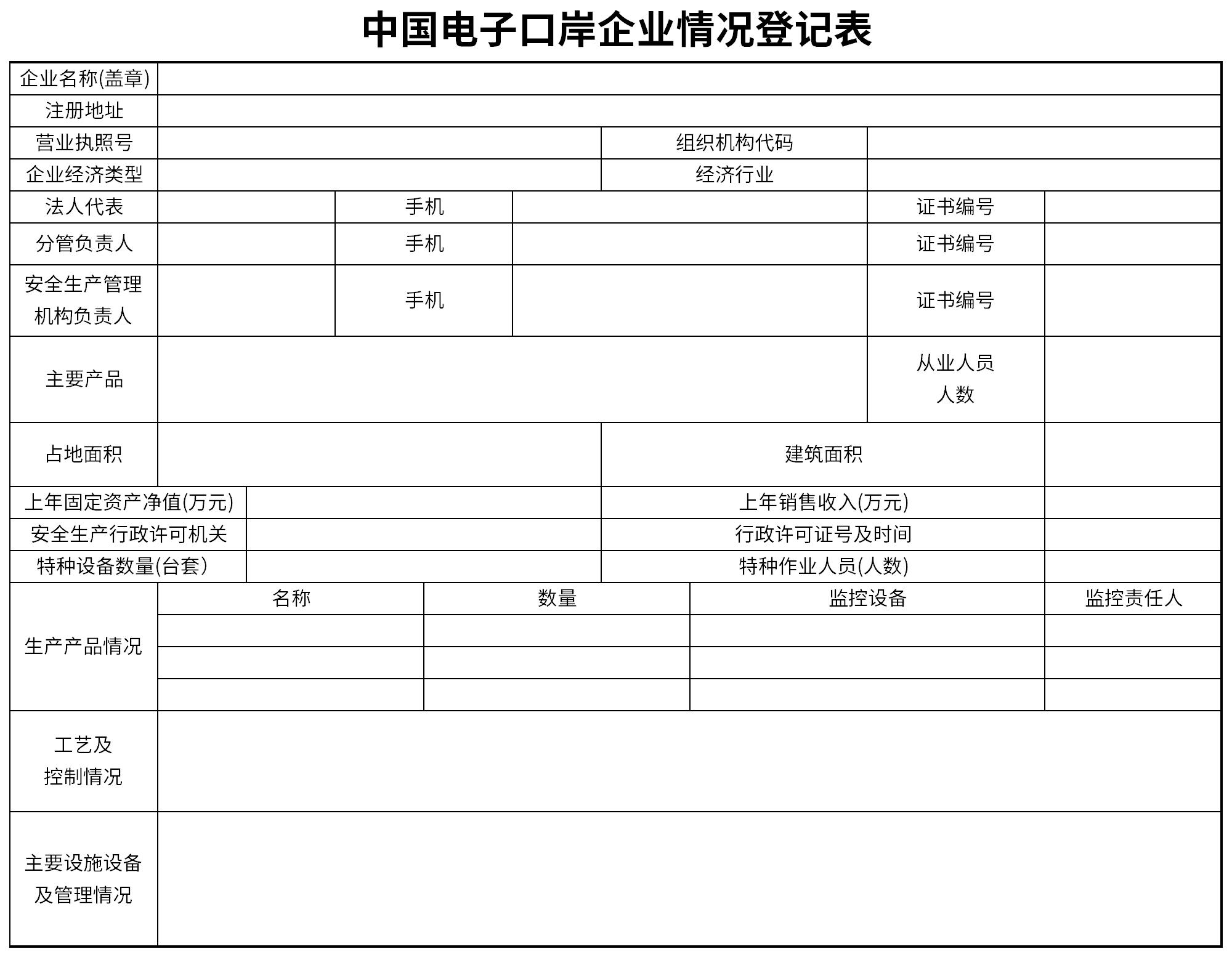 中国电子口岸企业情况登记表截图