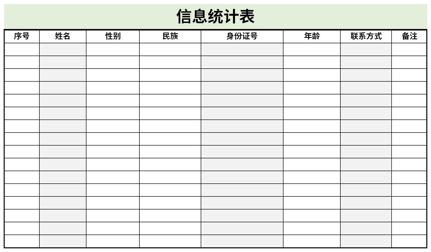 信息统计表截图