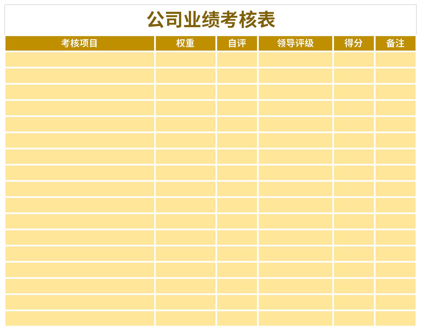 公司业绩考核表截图