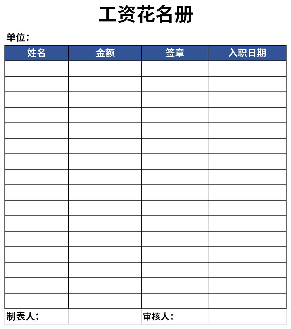 工资花名册截图