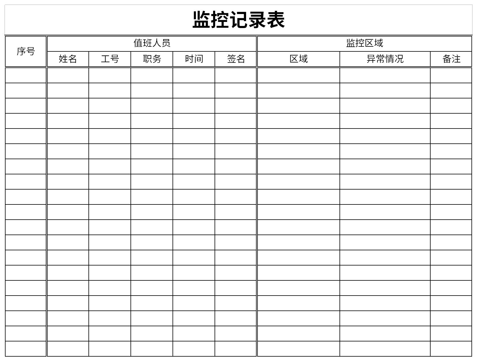 监控记录表截图