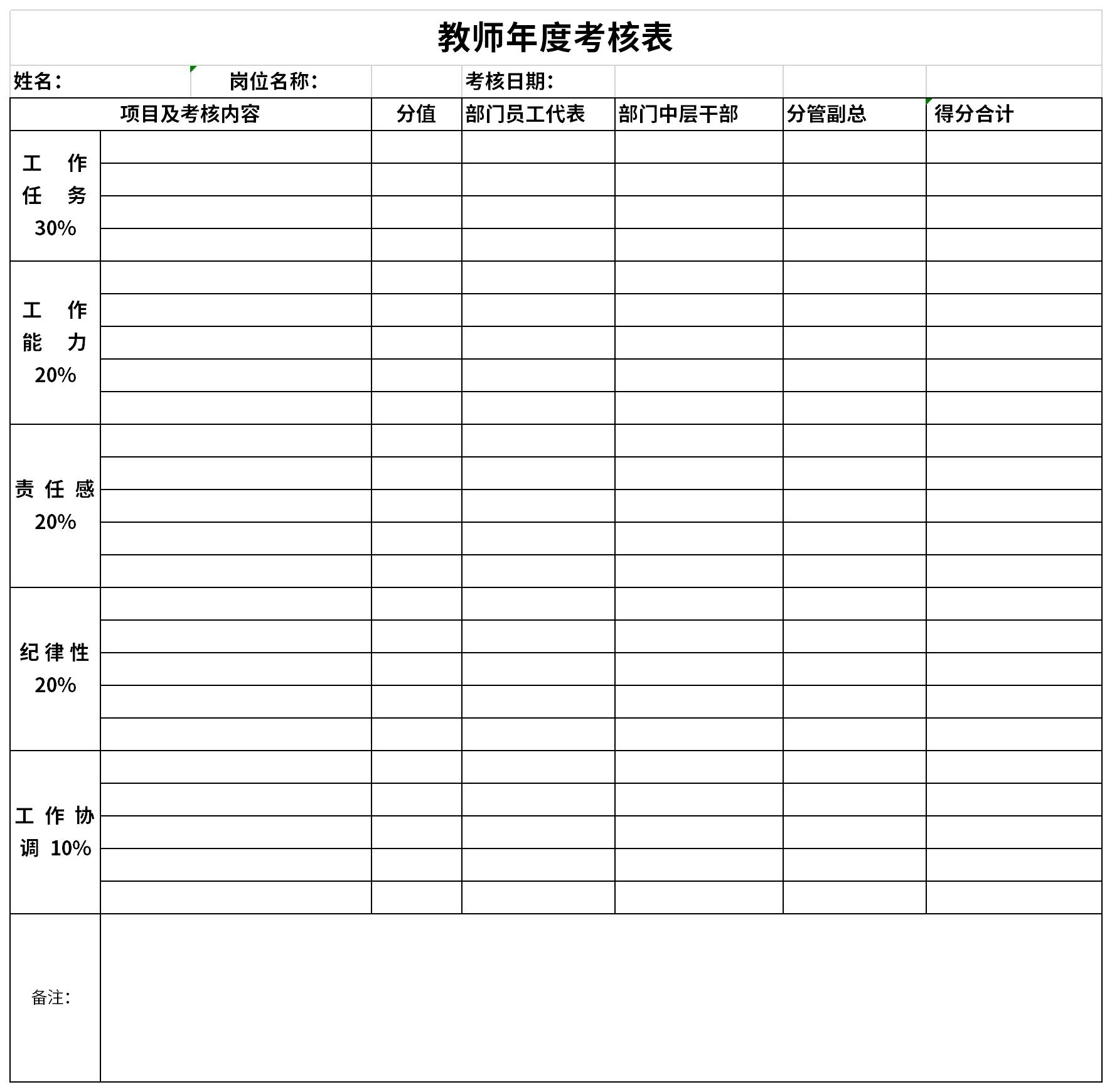 教师考核表个人总结截图