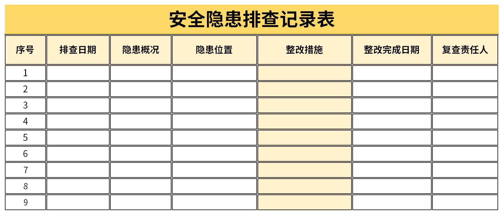幼儿园安全隐患排查记录表截图