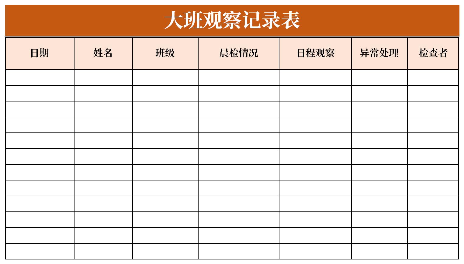 个案观察记录表大班截图