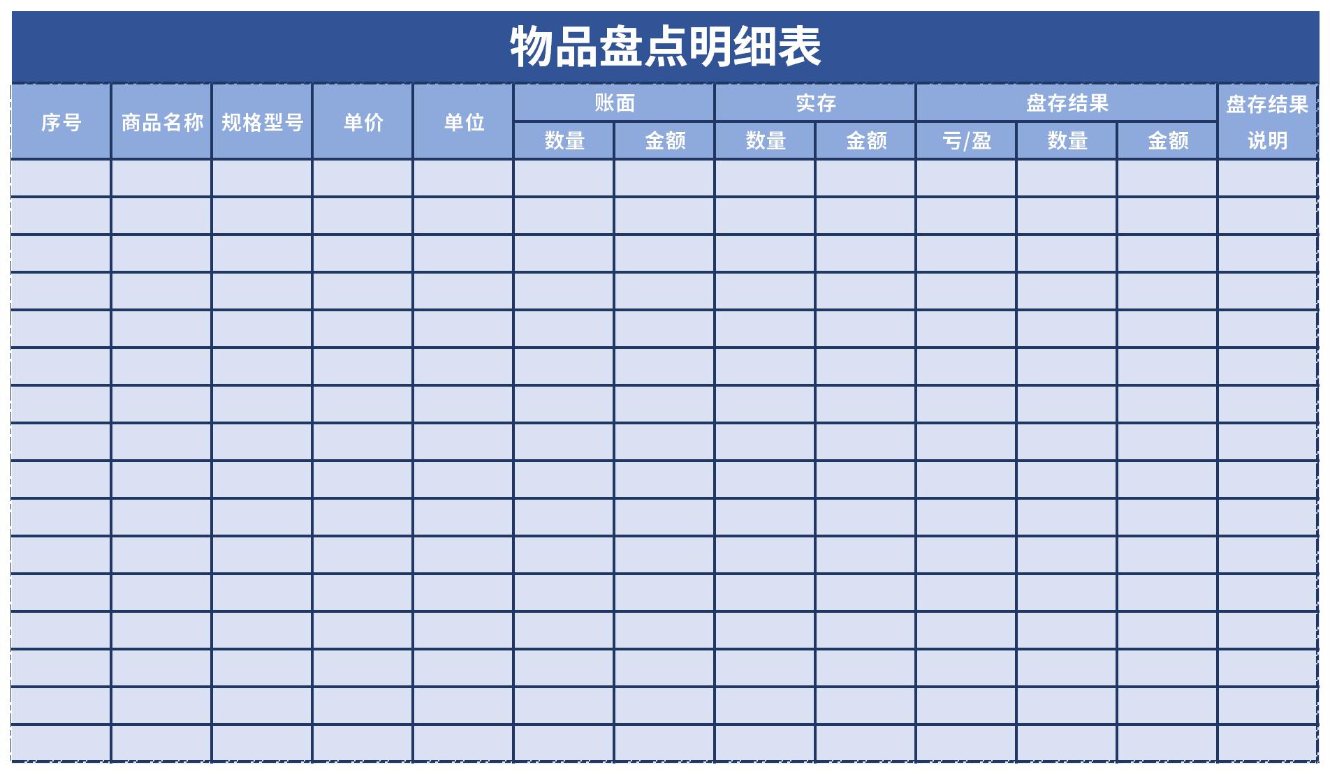 物品盘点明细表截图