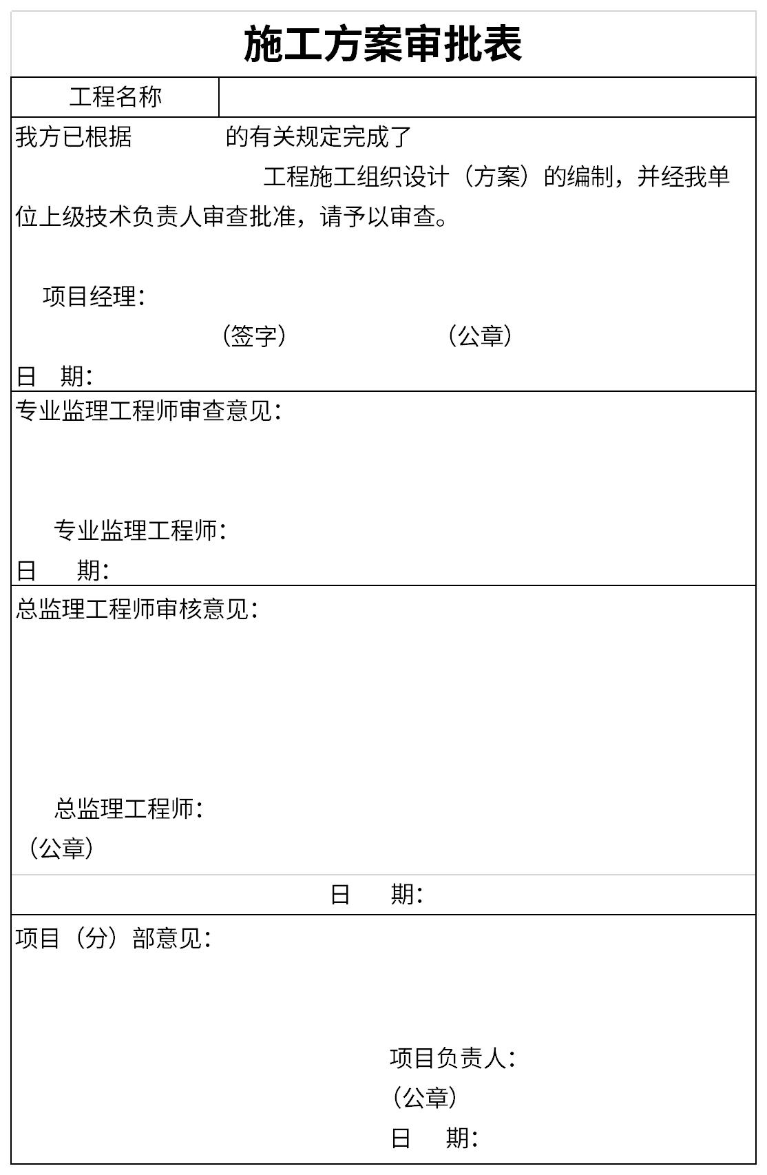 施工方案审批表截图