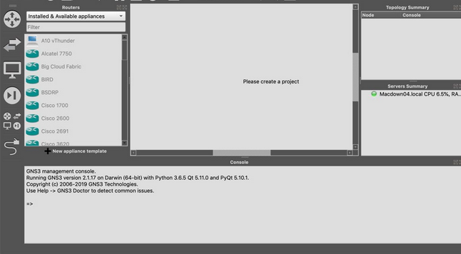 GNS3 Mac截图