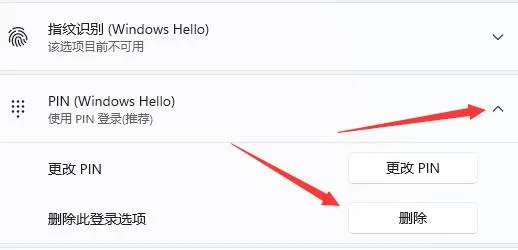 Win11如何取消pin码登录？